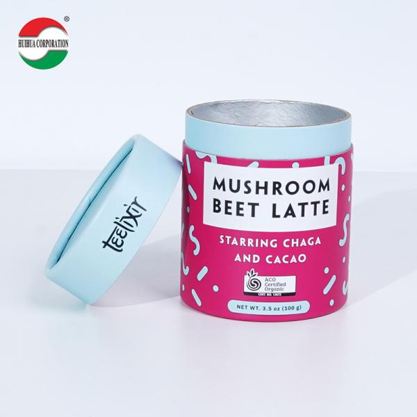Design personnalisé Contenant de thé de qualité alimentaire Emballage Matériau recyclable Bonbons de luxe Boîtes cadeau rondes en papier kraft Cylindre à tube à sceau en aluminium