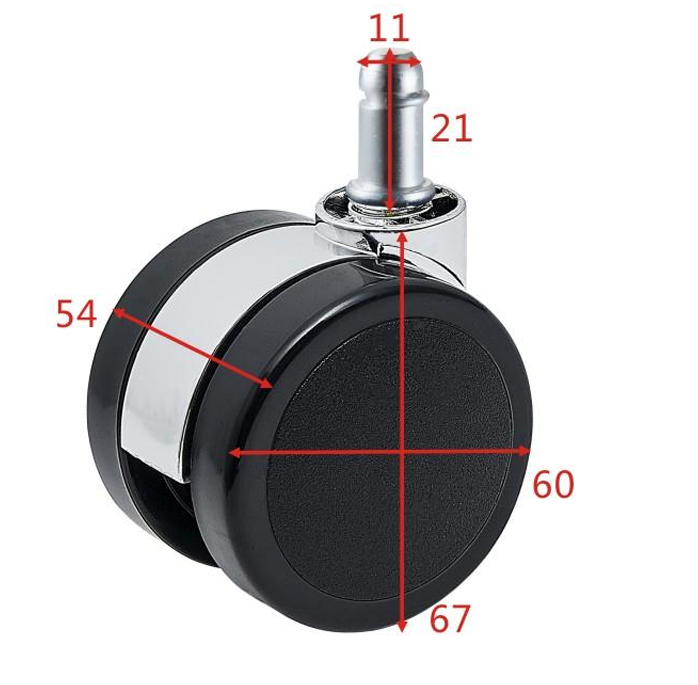 Threaded Stem Caster Wheel 60mm 2.5 Inches Swivel PU Rubber Caster Chair Wheels Furniture Office Light Device