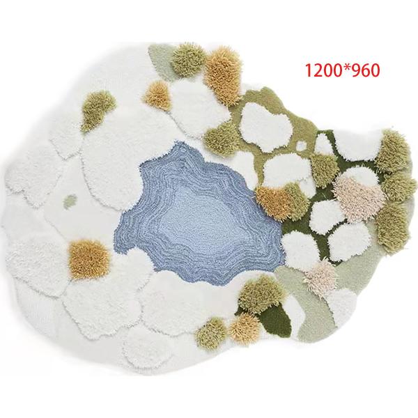 Pure Handmade Wool Green Moss Carpet 1000*830mm Modern Living Room Rugs