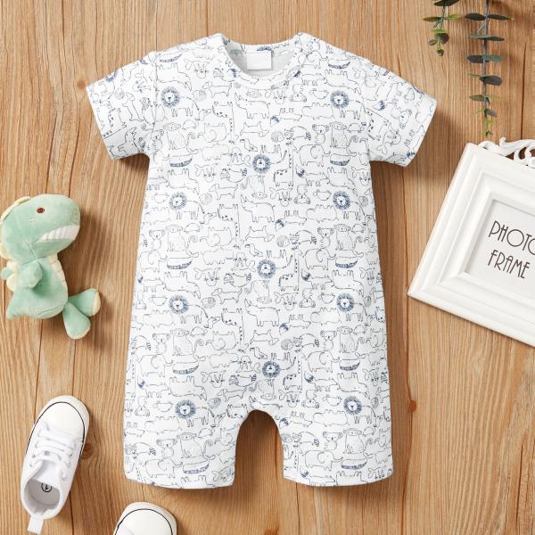 2023 Summer In Stock 100% Cotton Baby Jumpsuit Factory Reasonable Price Baby Rompers Short Sleeves Baby Clothing