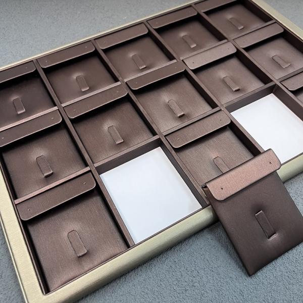 Ring Earring Pendant Necklace Jewelry Trays Displays PU Wooden Jewelry Exhibition Display