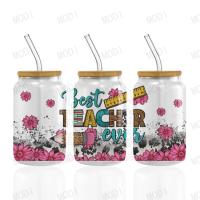 1000 Designs Dia dos Professores Varejo Personalizado Presente Rótulo de Vida Impotente Copo Envolvimento Transferências UV Dtf Adesivo Para 16oz