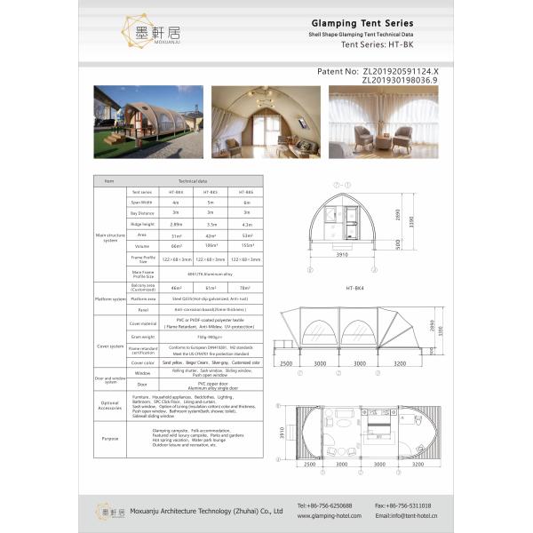 Шатры Глампинг испытывающей давление рамки алюминиевого сплава роскошные 15 лет жизненного периода