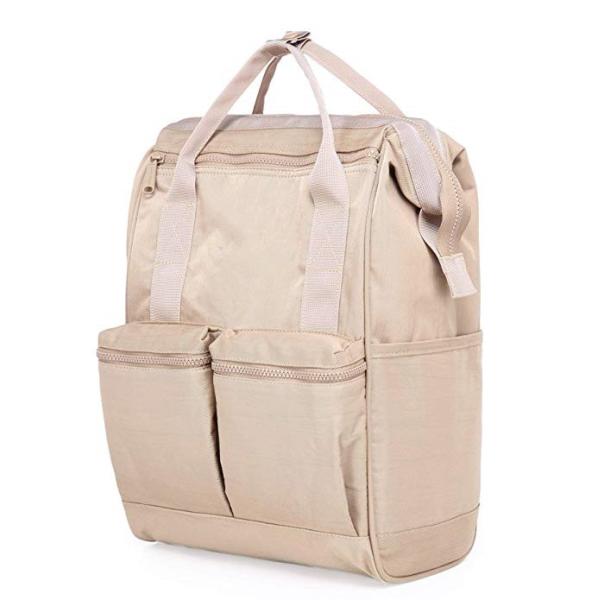 Khaki Canvas College Bags , Travel School Backpack With USB Charging Port