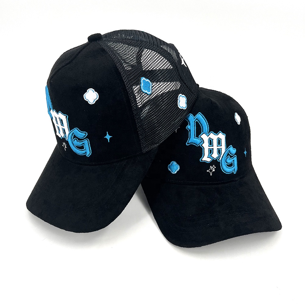 Rhinestone Baseball Hat Custom Suede Outdoor Trucker 3D Puff Embroidery Custom Tag