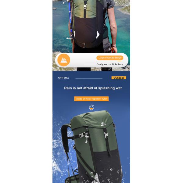 Outdoor 50L Waterproof Backpack ODM Ultralight Camping Backpack Nylon