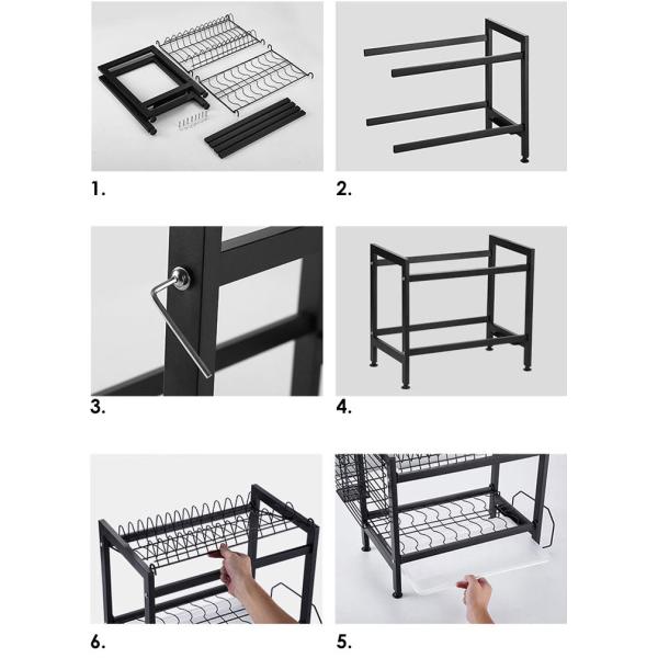 Multi Use Kitchen Stainless Steel Dishes Rack 485x260x590mm Dimension