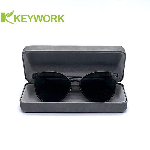Square Grey PU Leather Metal Optical Glasses Case Packing Sunglasses Box Set Bag Factory