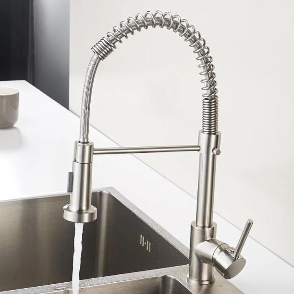 35mm Deck Mounted Single Handle Pull Out Kitchen Faucet Brushed