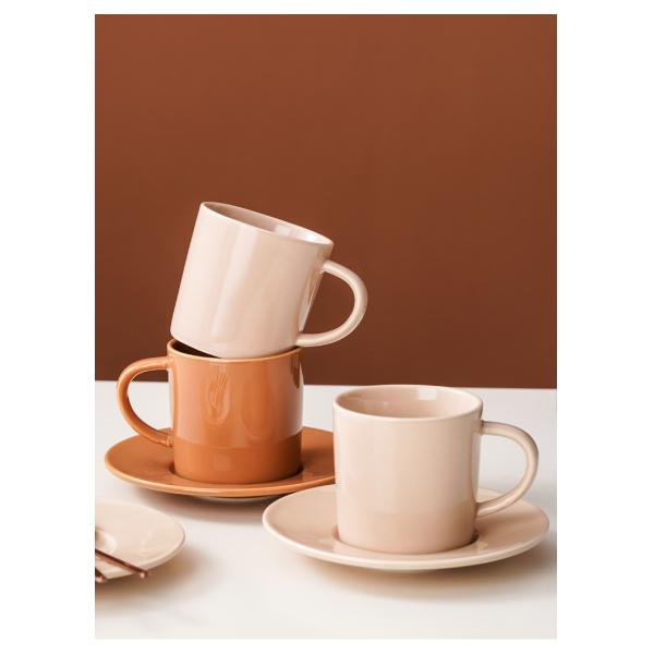 Керамическая большая кофейная кружка большая чашка для чая молочная кружка и тарелка в твердом коричневом цвете для посуды