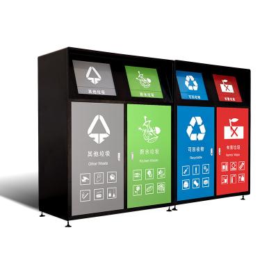 4 Classified Stainless Steel Sorting Trash Can Thickened Sanitation With Cover