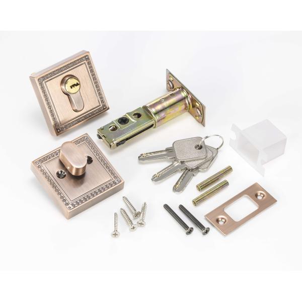 Полированный латунь квадратный замок Дэдболт Античная медь