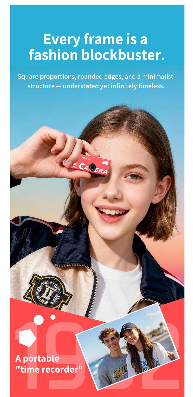 Portable 720P Retro Mini Trendy Toy Thumb Digital Camera with 0.96-Inch Flip Screen and 200mAh Battery Wearable Classic Camera