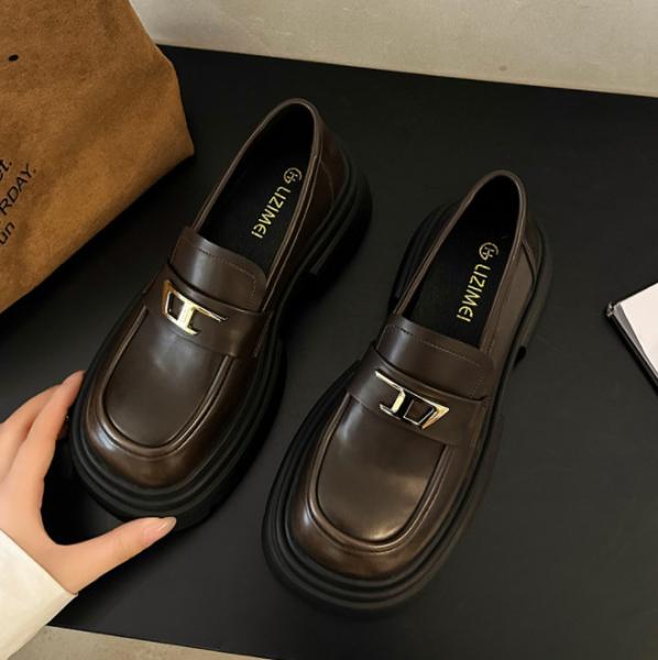 Casual School Leather Shoes Thick Soled Uniform Leather Shoes For Girls