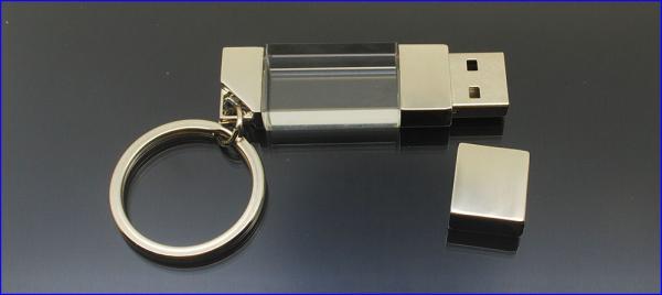 Crystal 64GB USB Flash Disk 360 Degree Logo Viewing Key Ring Attach