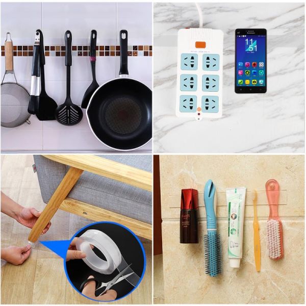 Ultra-Strong & Waterproof Transparent Nano Tape Strip Reusable Sided Sticky Load-Bearing Tape Explosion-Proof Function