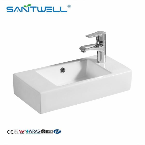 Above Counter Basin SWAB4002 White Rectangular Ceramic Basin Ultra Thin Edge Bathroom Art Basin