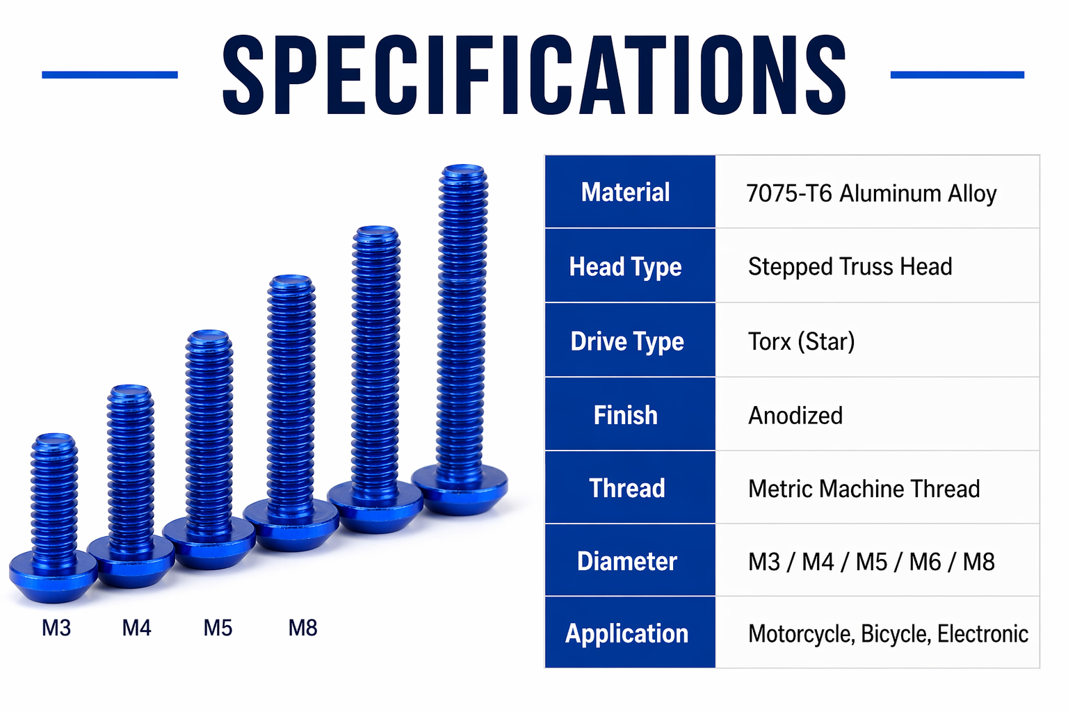 Colored Anodized Aluminum Torx Chamfer Button Head Bolts, Plum Blossom Socket Machine Screws, Light Alloy Fasteners Hardware for Motorcycle Scooter Motorbike Modification, Multiple Colors Custom Lengt
