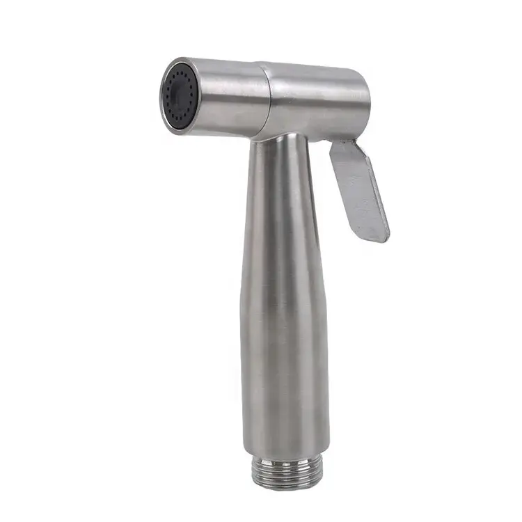 304 Stainless Steel Brushed Pressurize Spray Gun Suit for Bathroom Horizontal Spray Type