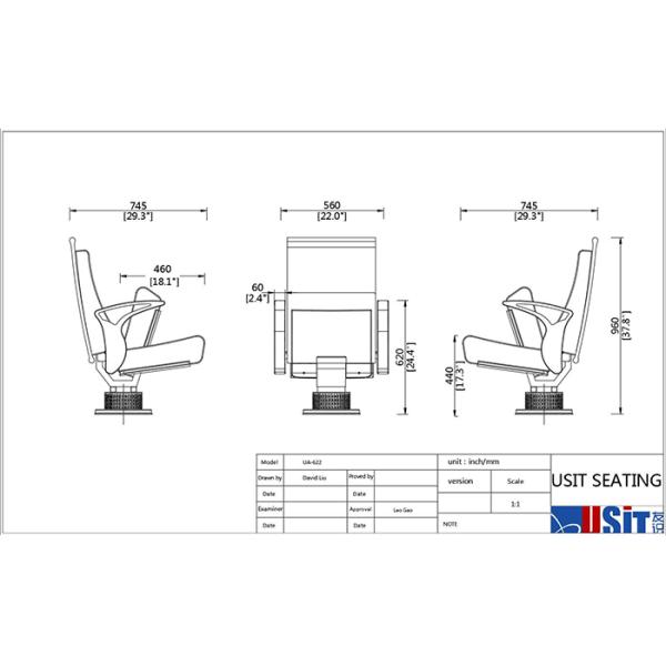 Стулья аудитории церков алюминиевого сплава 580mm с держателем чашки