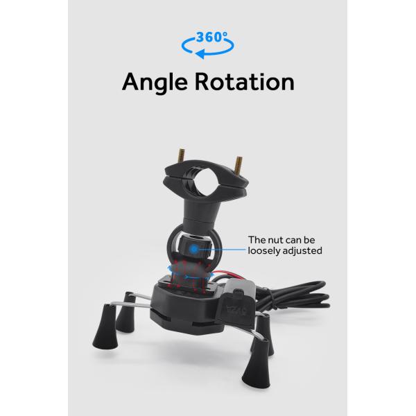 Black 5V 2.5A X Claw Motorcycle Phone Mount For Iphone 11 0.3KG