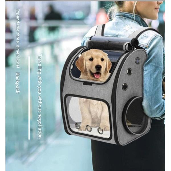 34*27*42.5CM Outdoor Expandable Pet Travel bag Non-Toxic Cute Pet Supplies For Unisex In Grey Features Durable Washable