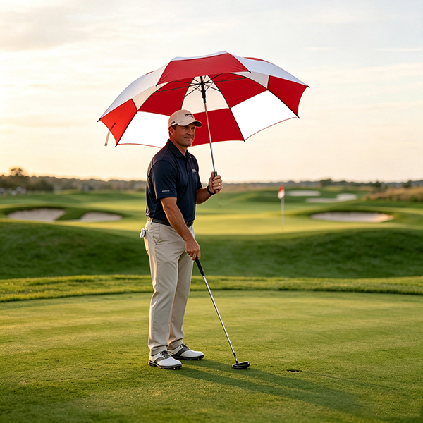 2-Fold Automatic Golf Umbrella with Double-Canopy Vented Design, One-Touch Auto-Open and Ultralight 560g
