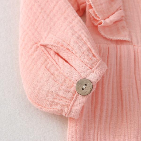 hot sale beige flutter sleeve muslin cute baby girls romper baby clothes