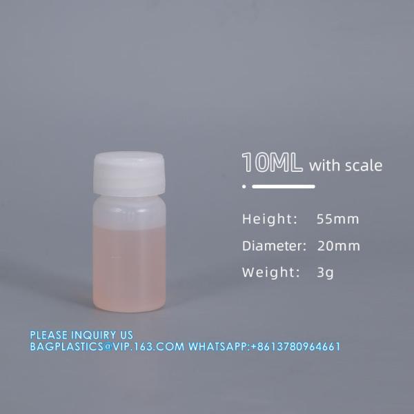10ml Scale Plastic Round Bottle HDPE Empty Reagent Bottle For Chemical Liquid Storage Plastic Screw Cap