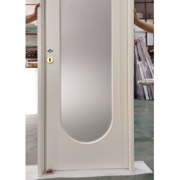French Retro Style Interior Aluminum Alloy Wood-Imitation Door Design White Partition Glass Door