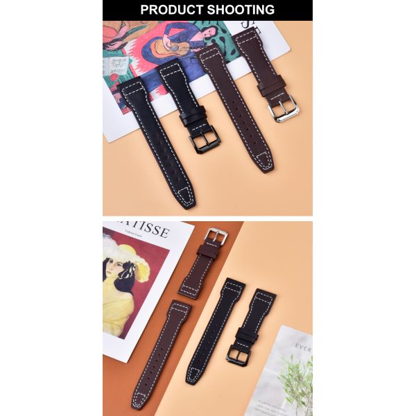 Woven-line 3D Genuine Leather Watch Strap · OEM/ODM