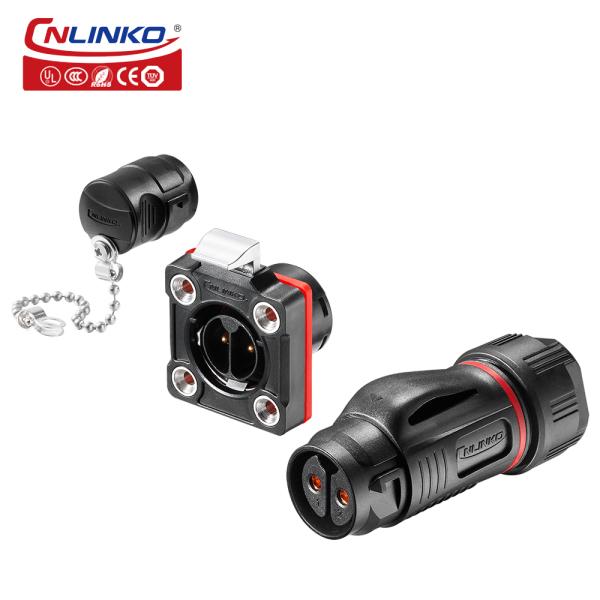 CNLINKO M20 2pin Waterproof IP68 Connector PBT  Industrial Plug Socket Male Female Quick Electrical AC Power Adapter Connectors