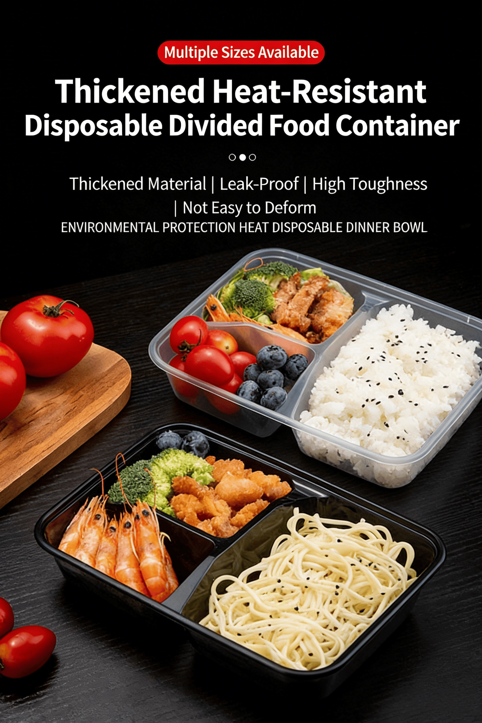 Rectangular Plastic Food Containers with Lids for Storage and Transport