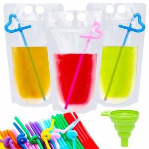 malote de empacotamento líquido da bebida transparente de 500ml 750ml com Straw