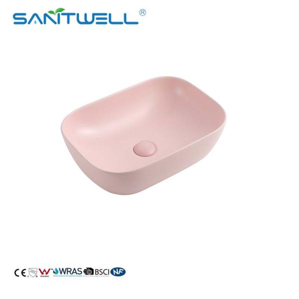 Chaozhou Factory Above Counter basin 2024 Pink Color Ceramic Basin Wall Mounted Sink