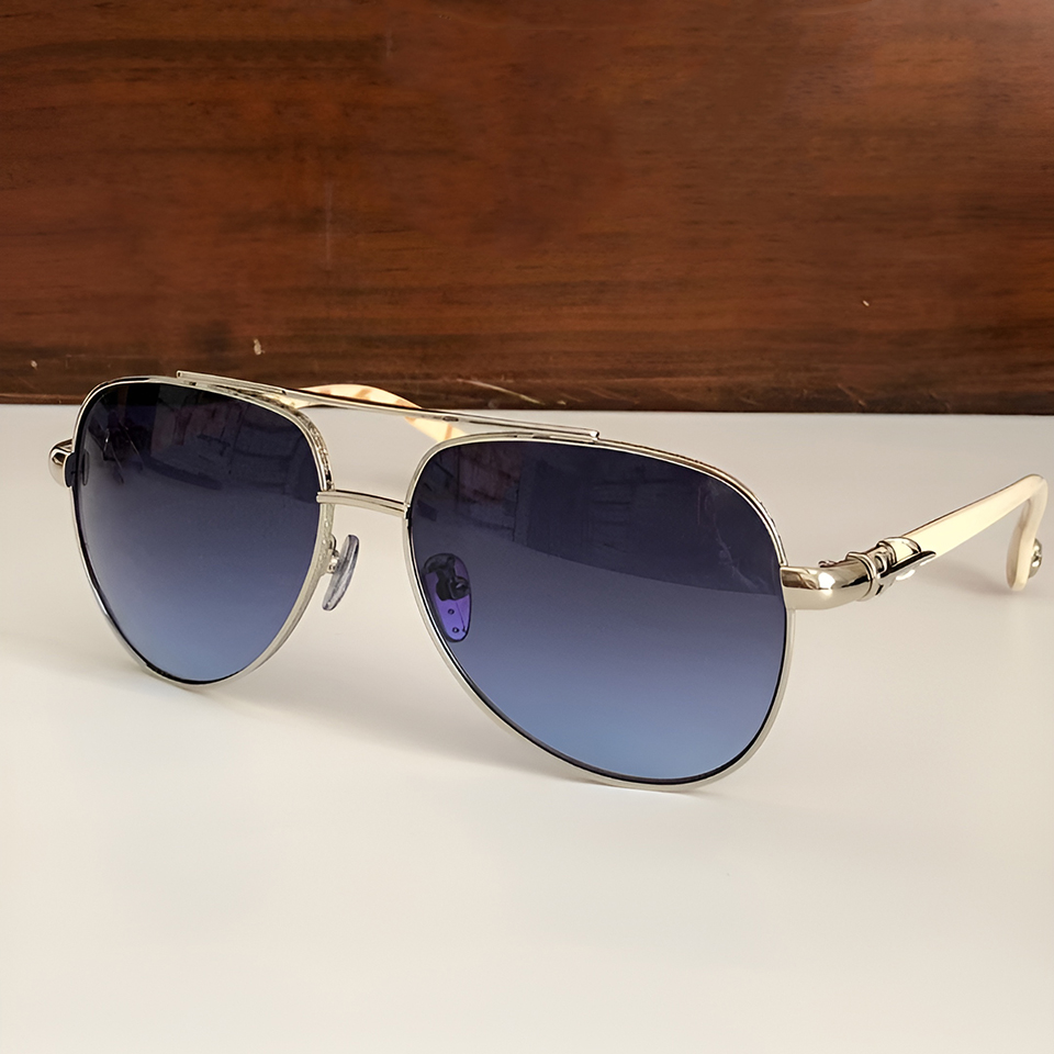 Trendy New Model Gradient Red Blue Pilot Acetate Business Cool Men's Customized Logo Wholesale Online Special Retro Sunglasses