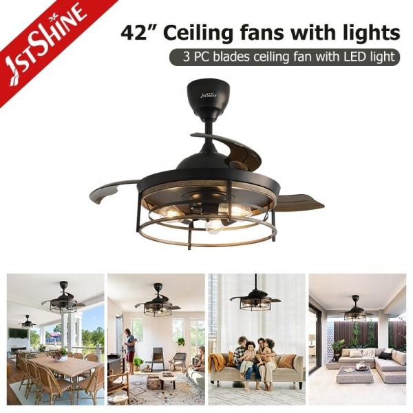 1stshine Preto PC tradicional de lâminas ocultas Ventilador de teto com soluções de iluminação remotas 2-