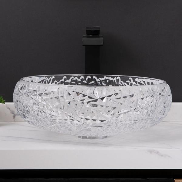 Ball Shape Round Bowl Bathroom Sink Vessel 170mm Crystal Clear Countertop Mounted