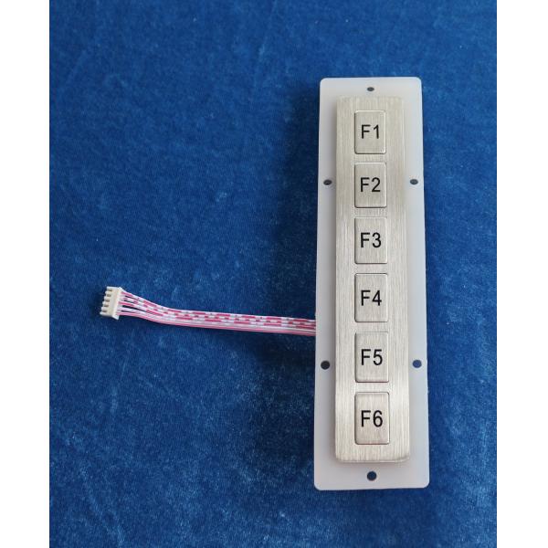 6 Keys Industrial Metal Keypad Stainless Steel Material 160.0mm X 30.0mm Dimensions