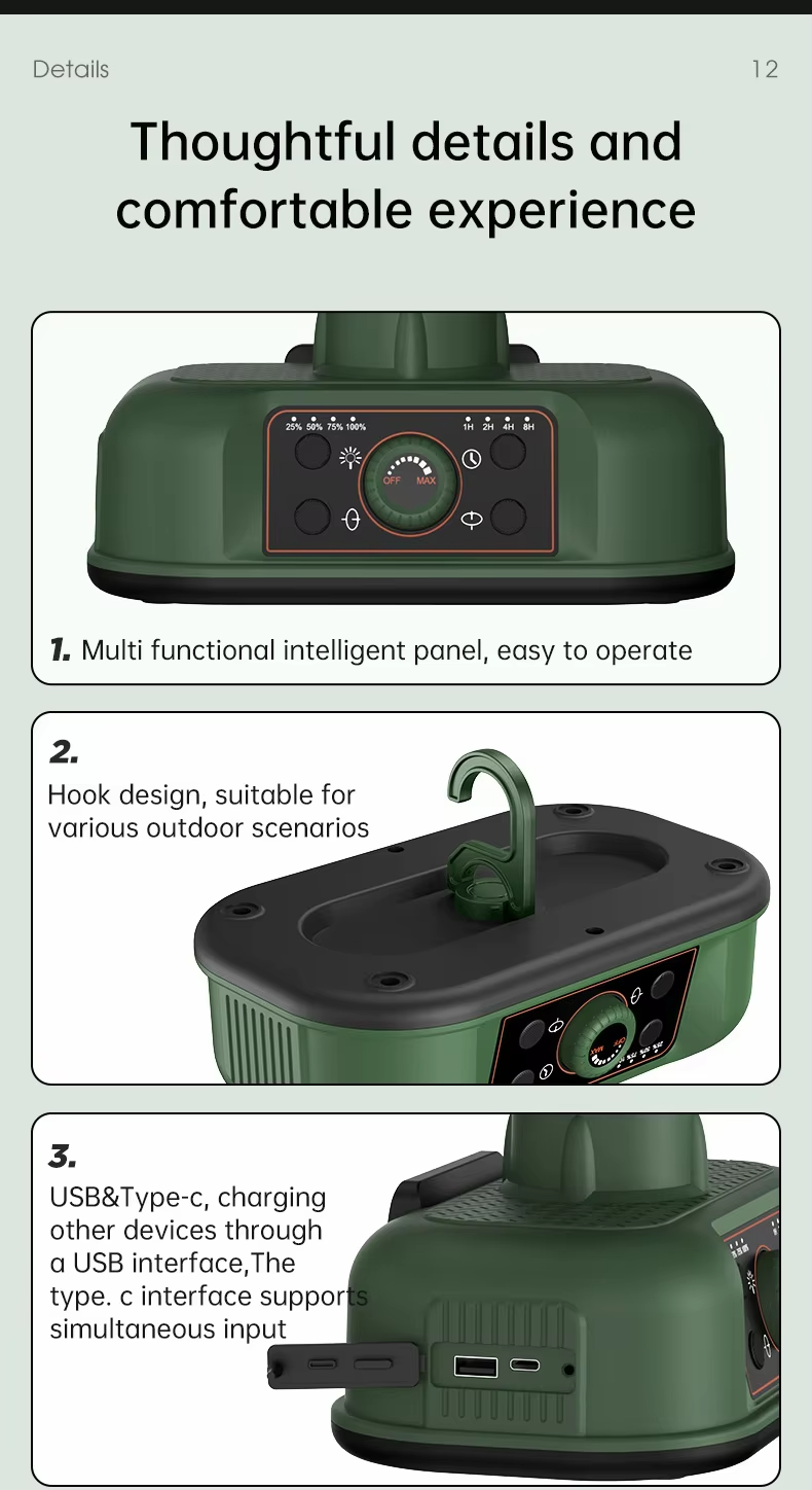 Factory OEM ODM Custom Design 16000mah Battery Power Bank Lightweight Portable Camping Fan for Outdoor Household Gift