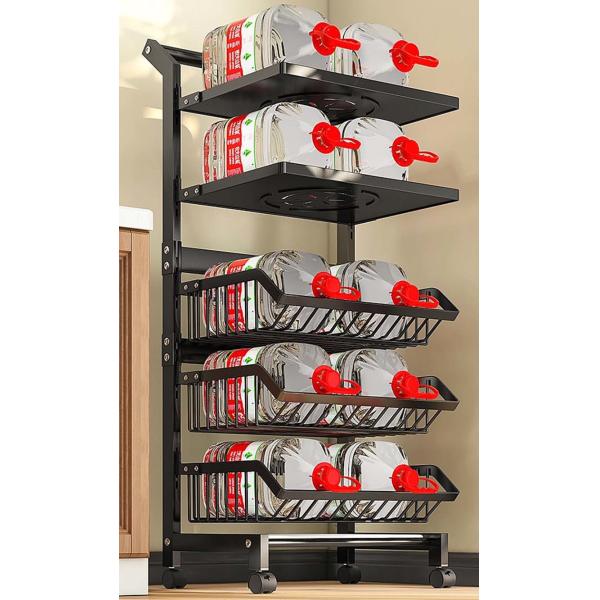 Multi Layer Freestanding Kitchen Rack 150lbs Floor Standing Vegetable Shelves