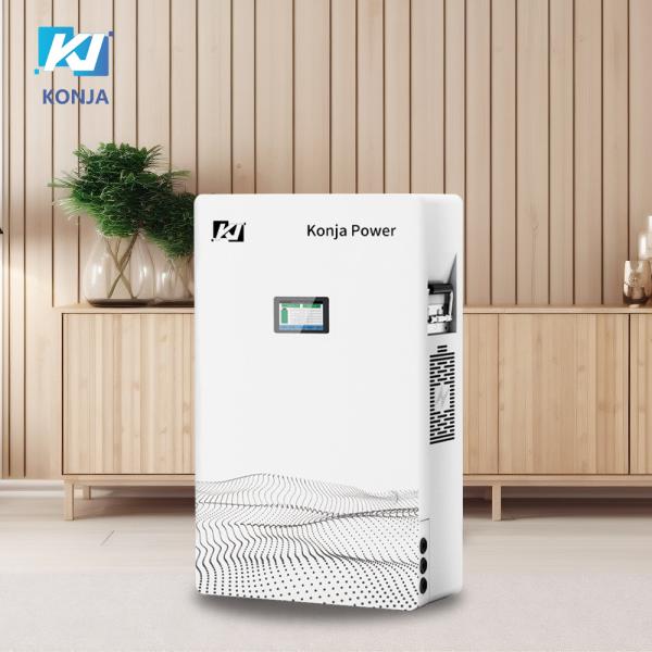 KonJa Deep Cycle Célula de bateria de alta qualidade 51.2v 100Ah 5.12kWh LiFePO4 Bateria solar montada na parede