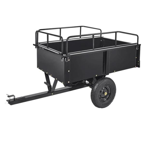 Steel Structure Lawn Tractor Tiller Trailer Garden Dump Truck Steel ATV Dump Truck Steel ATV Trailer  Heavy Duty Trailer  Garden Trailer  Quick Release Buckle