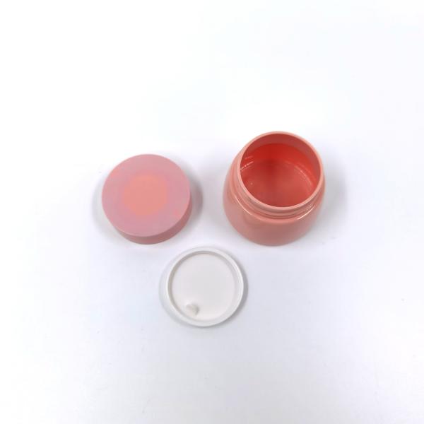 Subulate Pink PET Plastic Cosmetic Jars 50ml 300ml With Disc Hair Mask Facial Scrub Packaging
