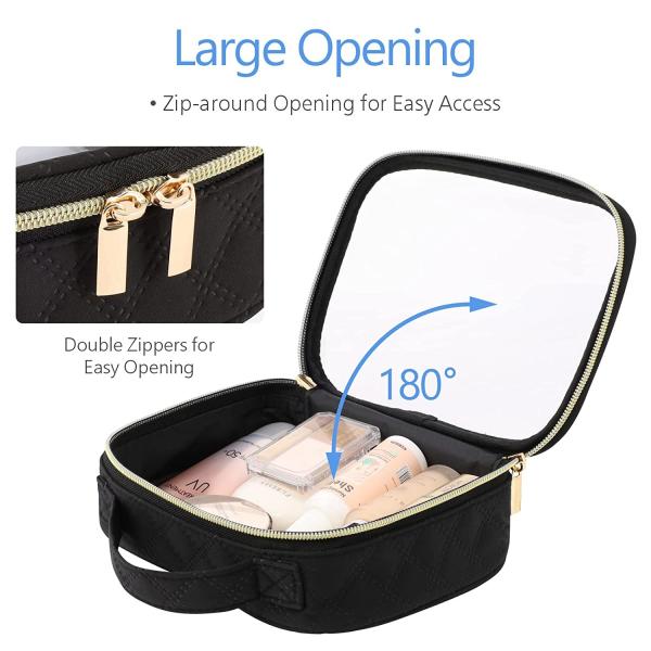 Сумка изготовленной на заказ небольшой гигиенической косметикаи ясности Pvc сумки макияжа хранения перемещения неопрена прозрачной Standup косметическая черная