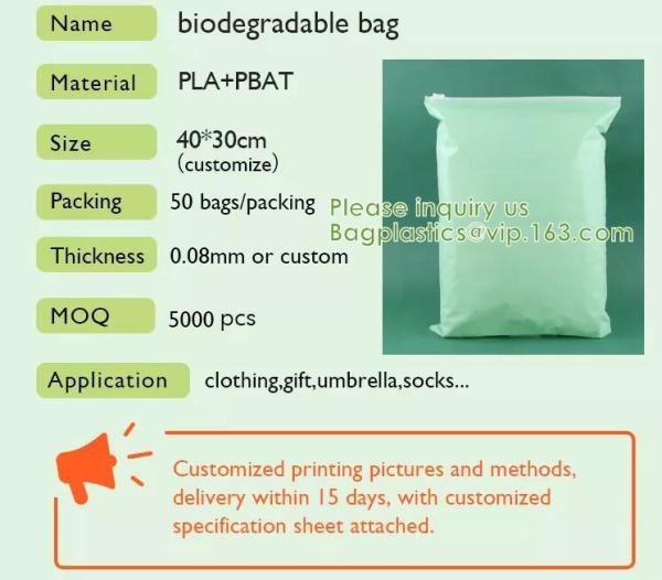 Biodegradable Apparel, Clothes Packaging, Biodegradable Compostable Zip Clothing Bags With Logo