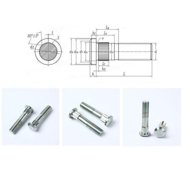TZZB/1669 Durable Carbon Steel Galvanized Wheel Hub Bolts for Auto Parts