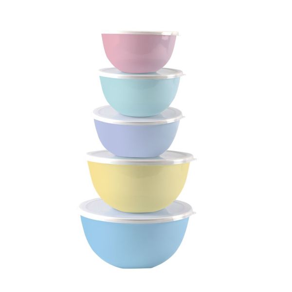 3PCS Carbon Steel Salad Bowl Set Space Saving Metal Mixing Nesting Bowl