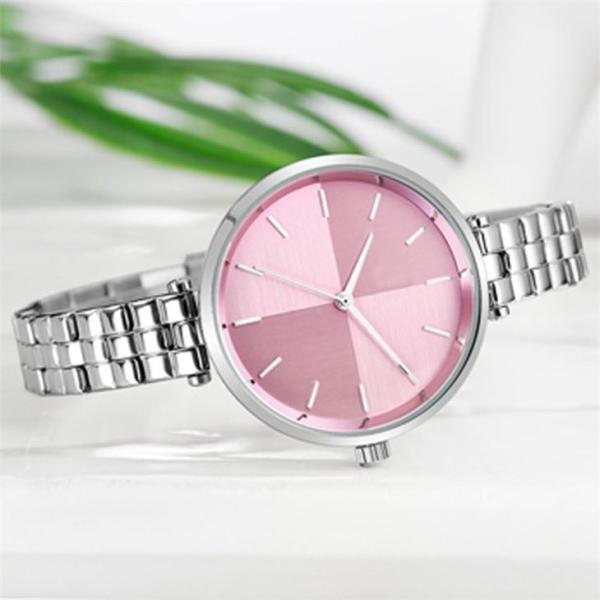 Women'S Stainless Steel Waterproof Watch Quartz Movement Plexiglass Mirror