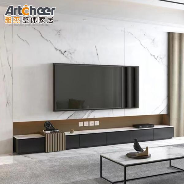 Мебель для гостиной на заказ Традиционные подставки для телевизоров с синтерированным каменным столовым столом